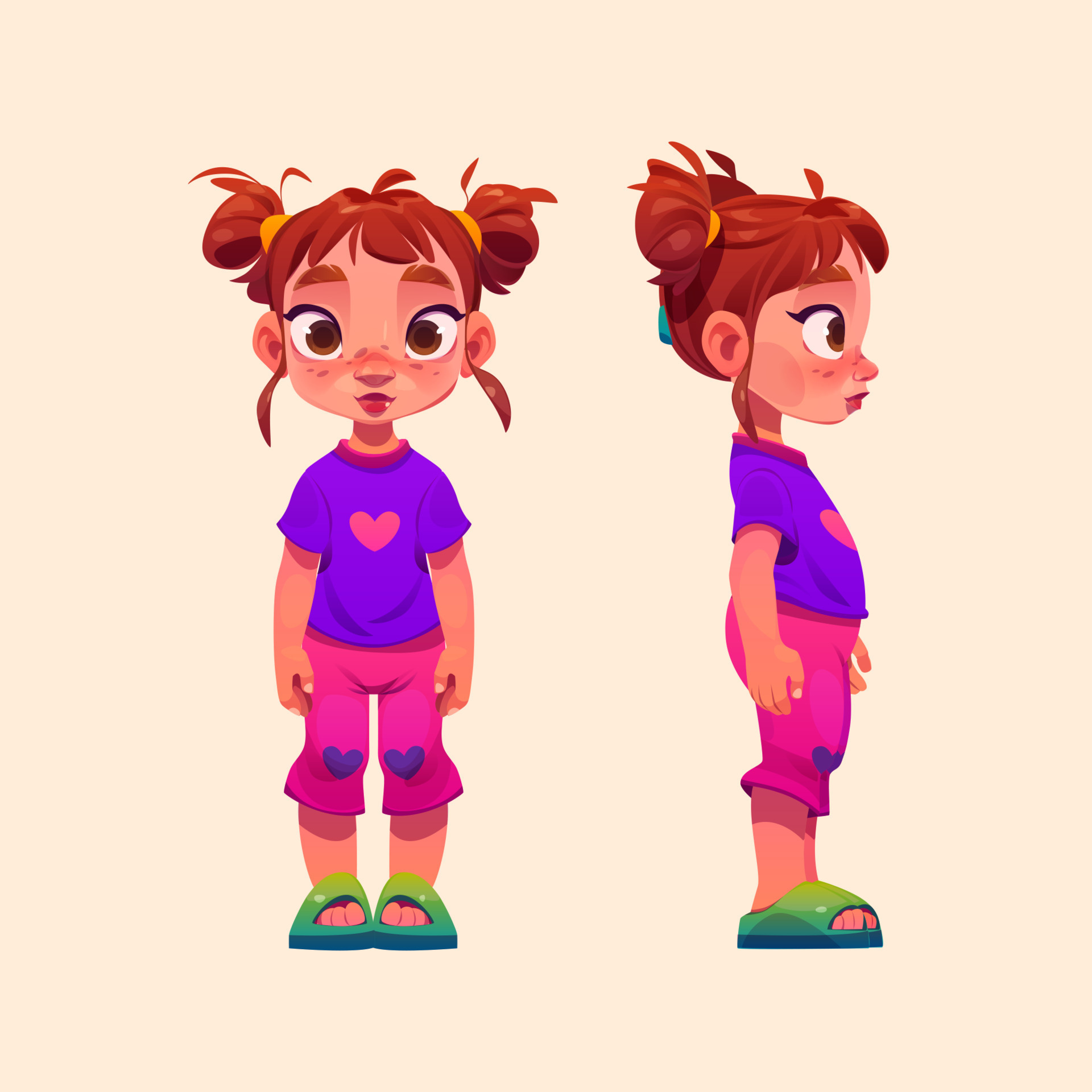 Girl head profile cute cartoon person side view Vector Image