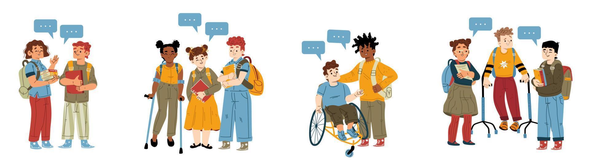 Children with disability among school friends vector