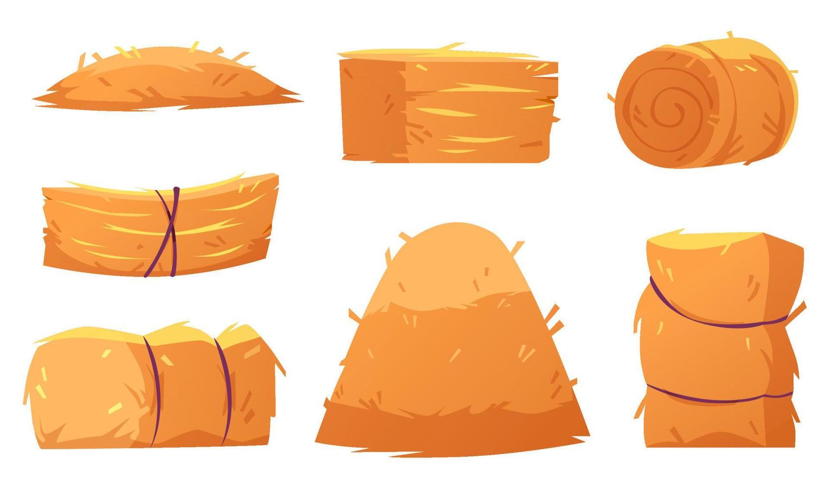 Cartoon haystacks of different shape and size vector