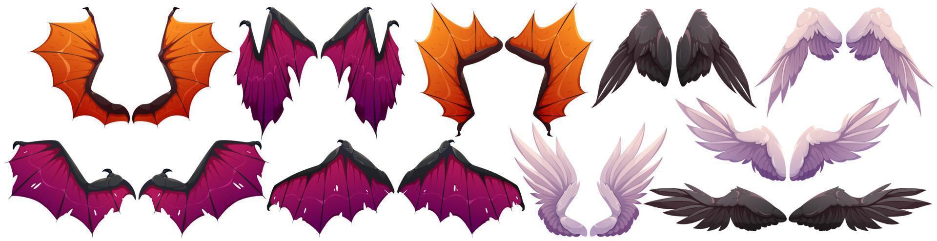 Wings of demon and angel Halloween collection vector