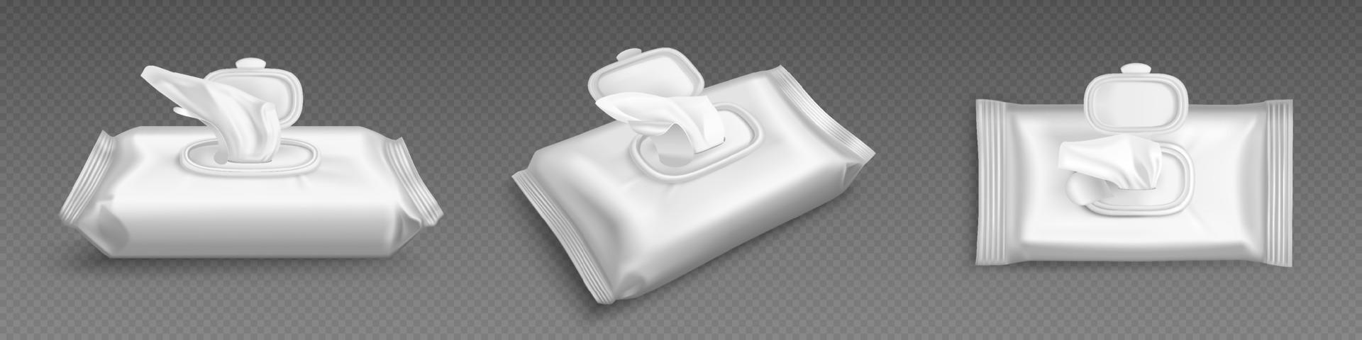 Wet wipes package, tissues pack mock up vector