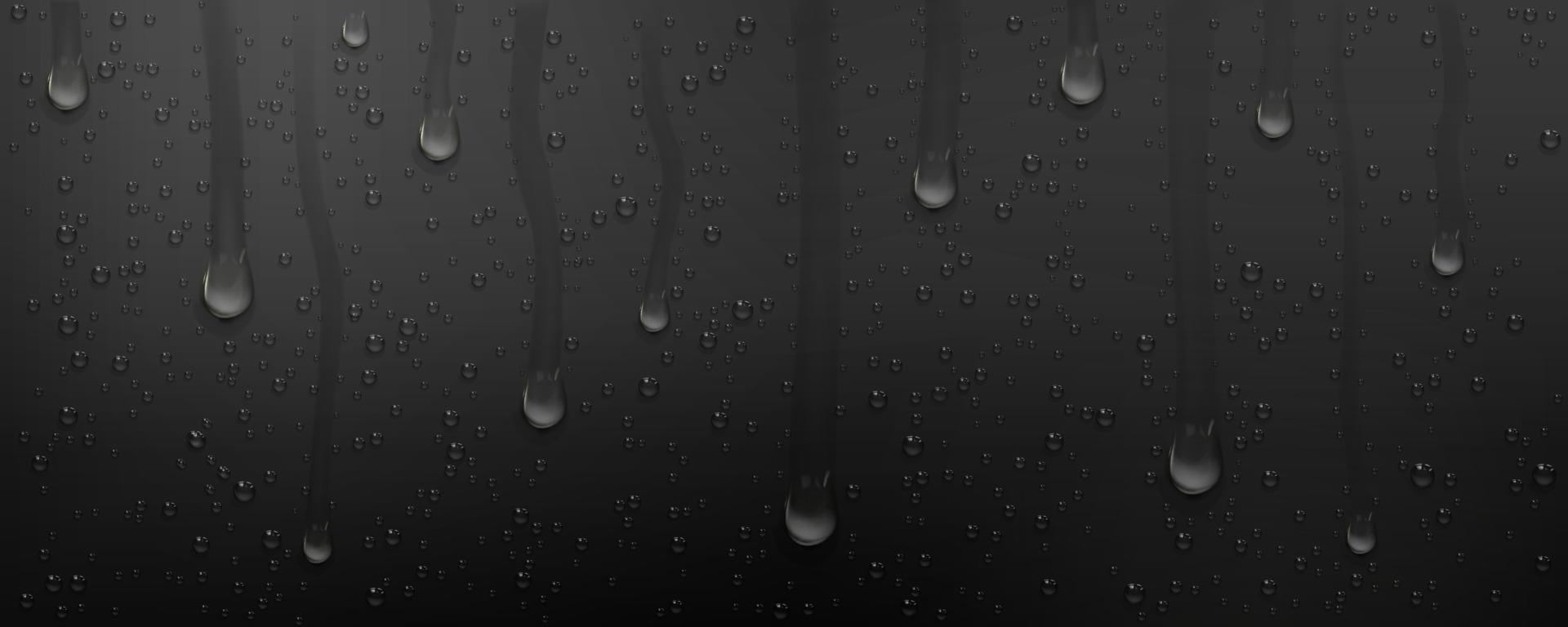 Condensation water drops with wet trails on glass vector