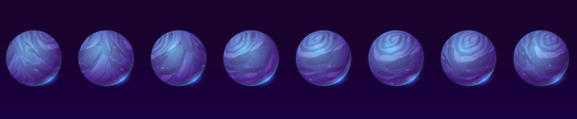 Animation set of alien planet rotation vector