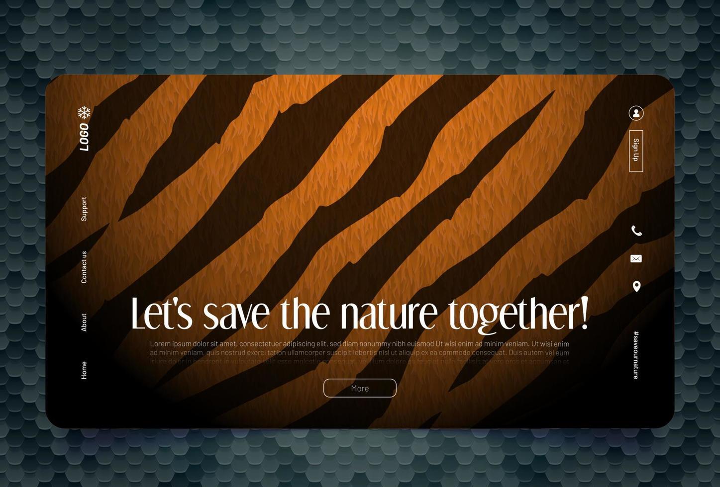 salvemos la naturaleza juntos página de destino, banner vector