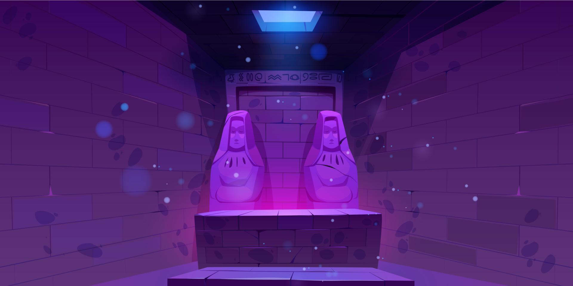 Egypt pyramid, temple tomb or treasury interior vector