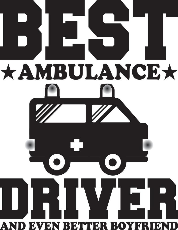 Ambulance Driver T-Shirt Design Bundle, typography Gaming Design vector