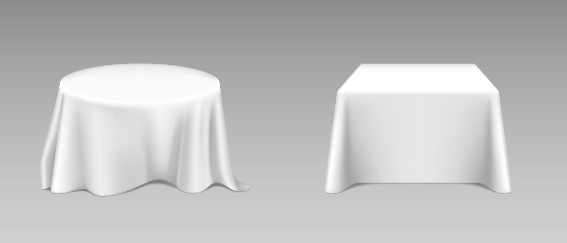 Vector realistic white tablecloth on tables