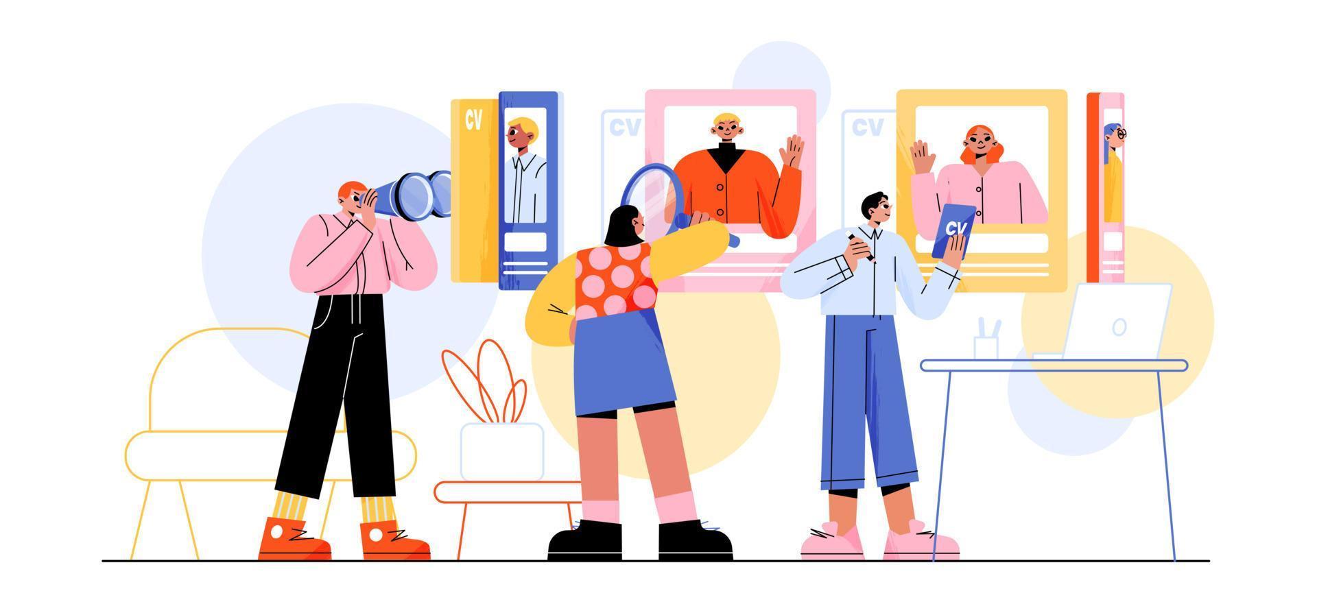 Hr, talent search, team recruitment, job concept vector
