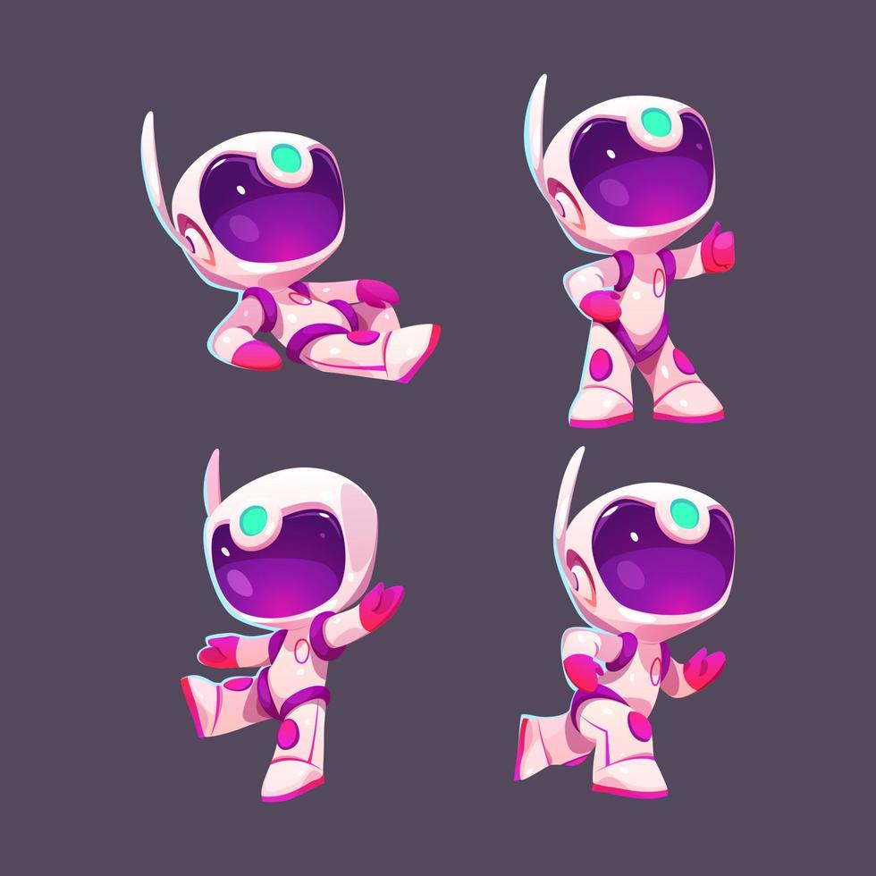 Cartoon astronaut character isolated vector set