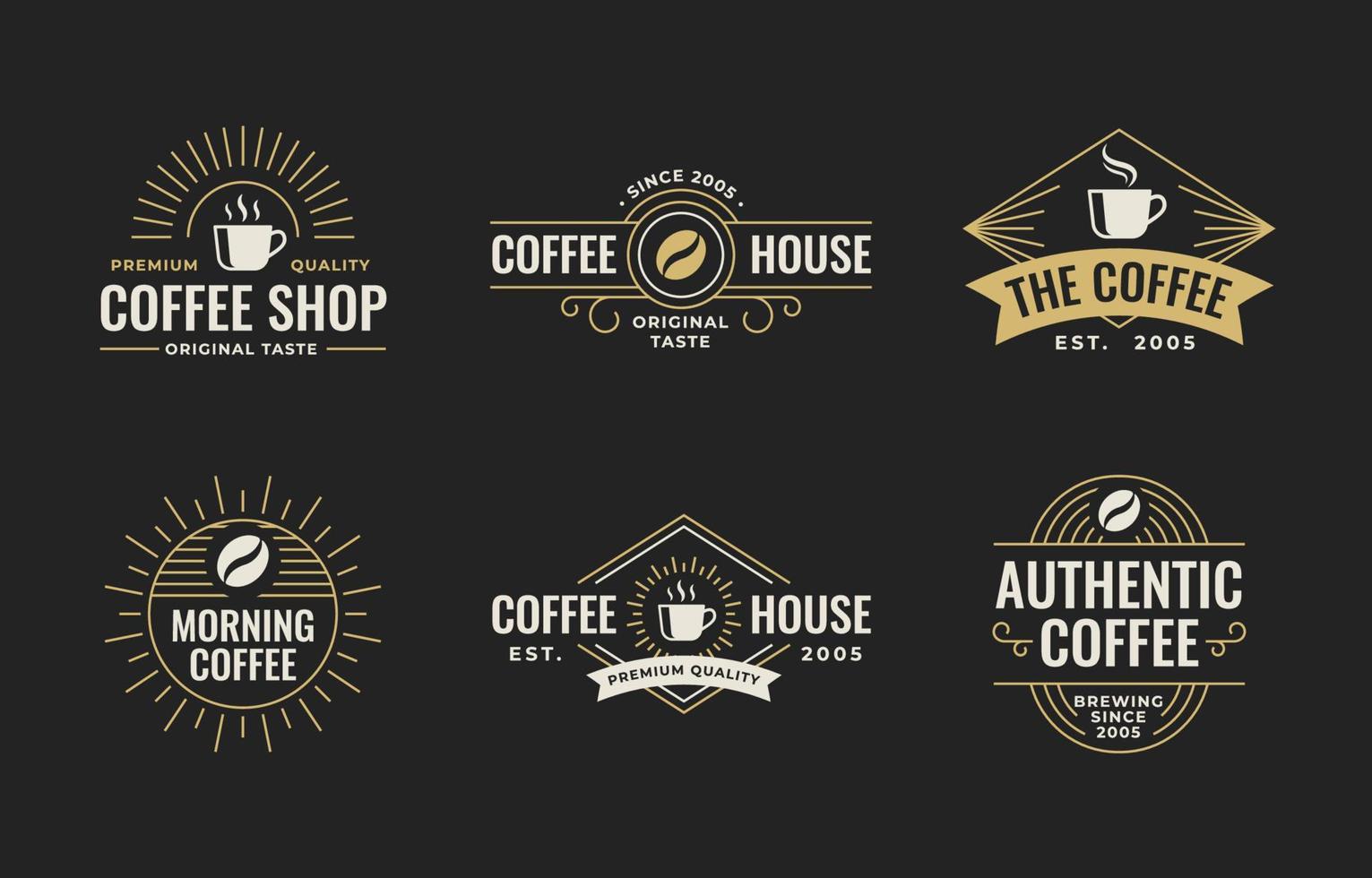 conjunto de logotipo de cafetería vintage vector