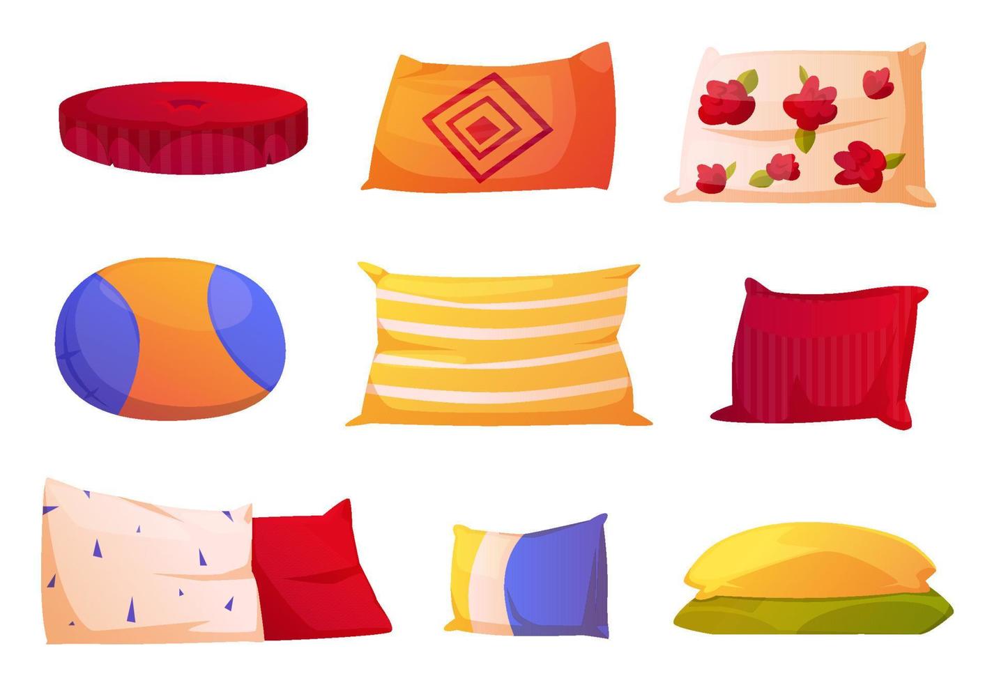 Cute soft pillows for bed and sofa vector