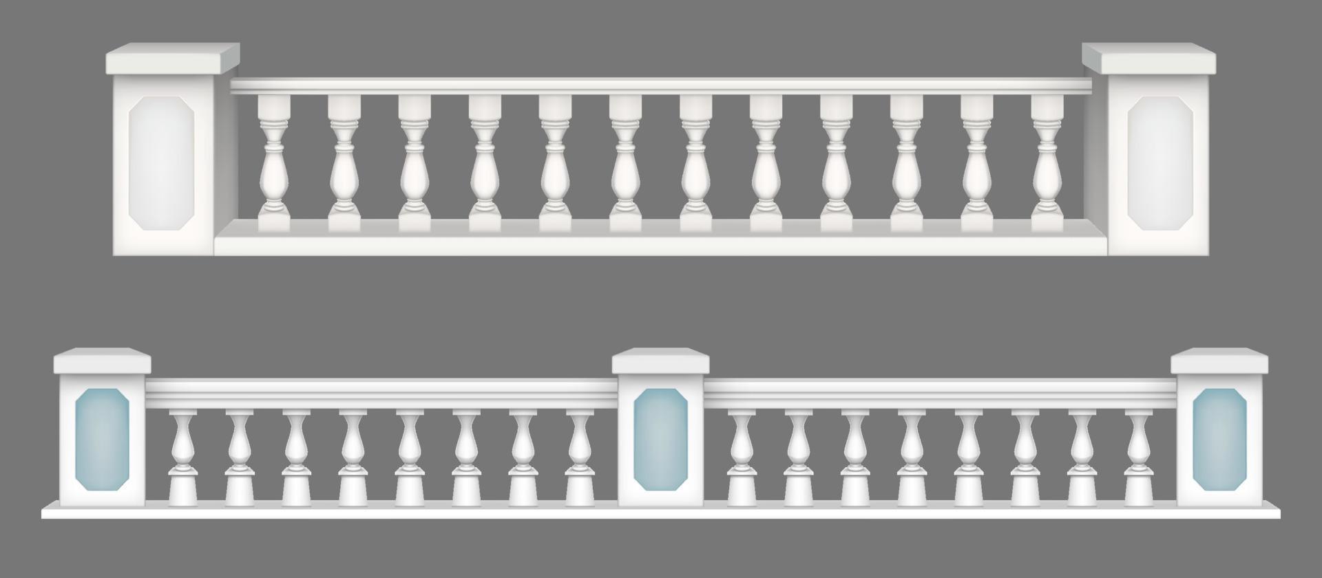Marble balustrade, balcony railing or handrails. vector