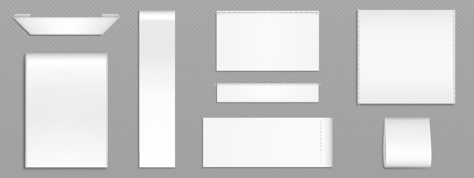 White fabric tags, cloth labels for textile vector