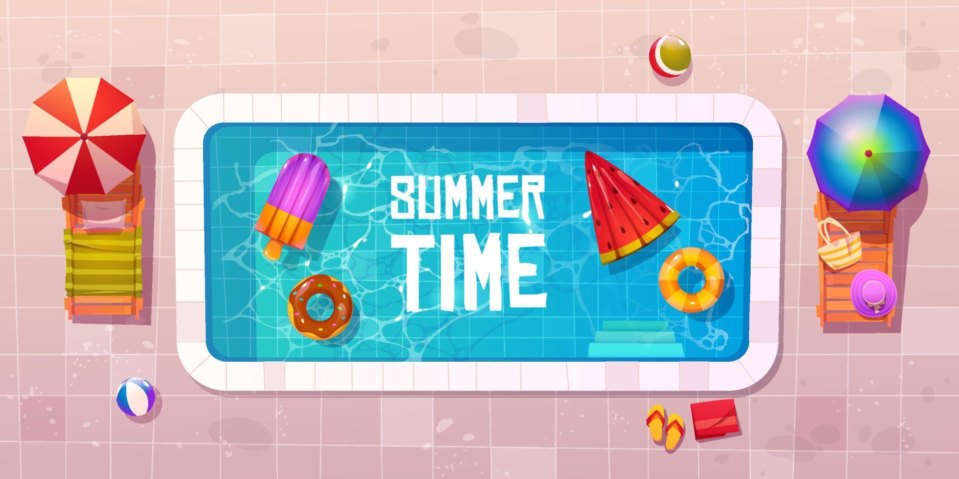 Summer time, swimming pool top view vector