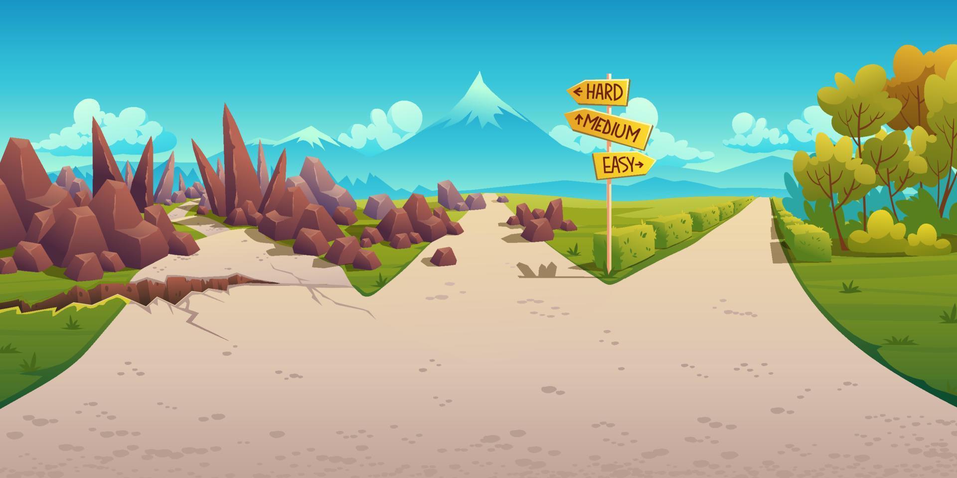 Choice of way between hard, medium and easy path vector
