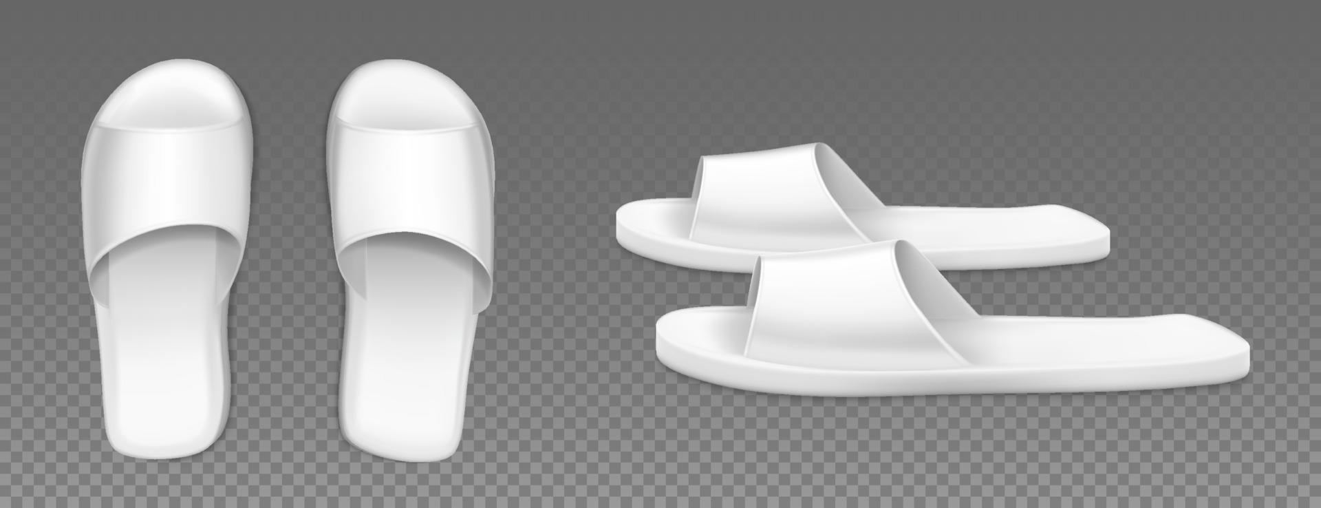 White slippers top and side view footwear for home vector