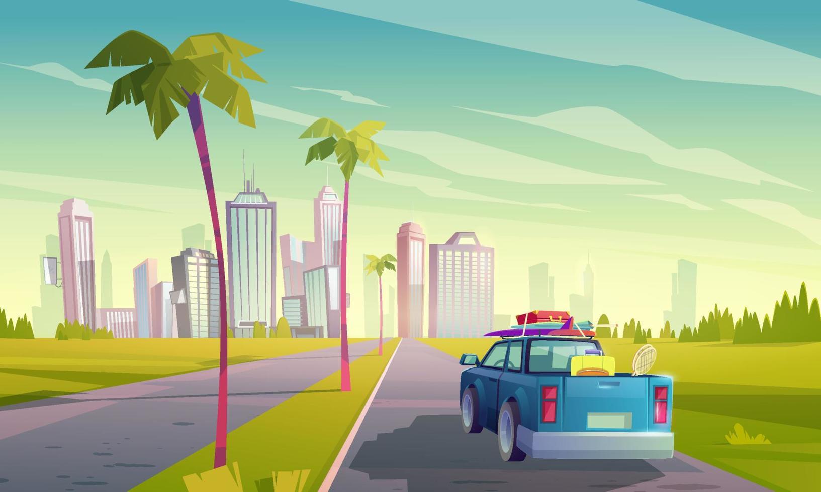 Vector illustration of summer travel by car