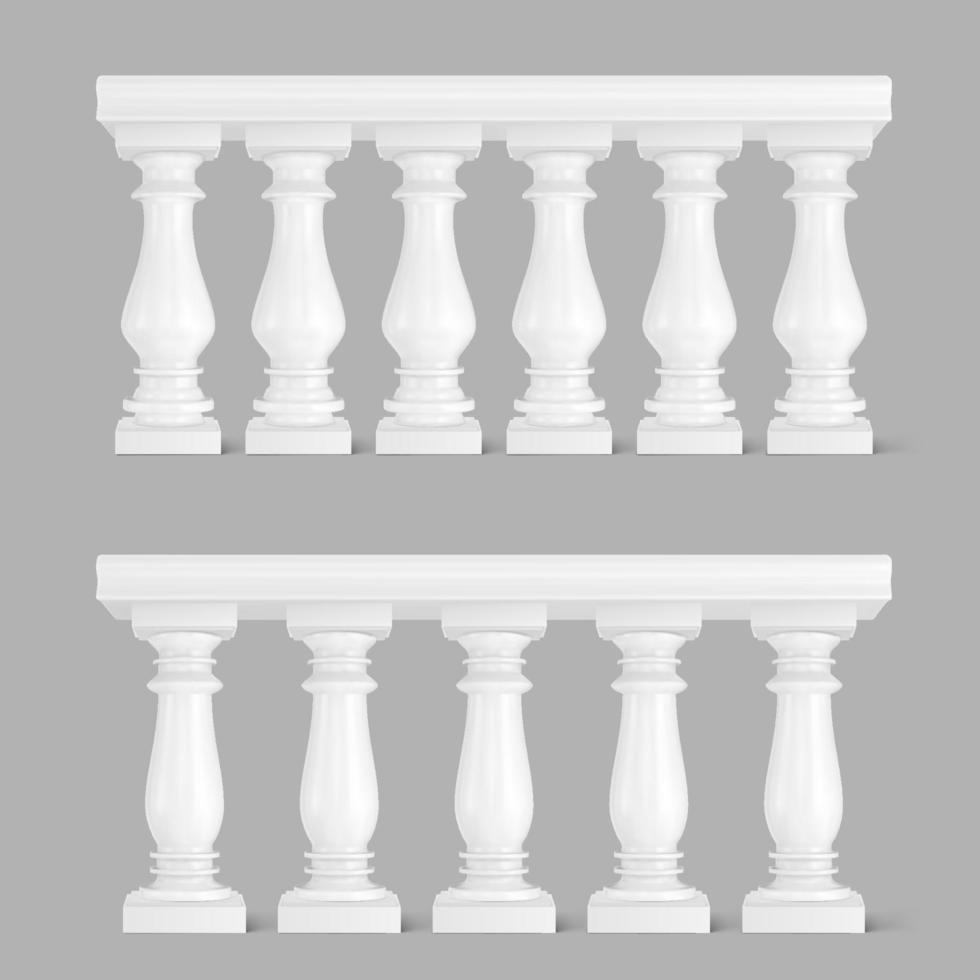 White marble balustrade, handrail for balcony vector