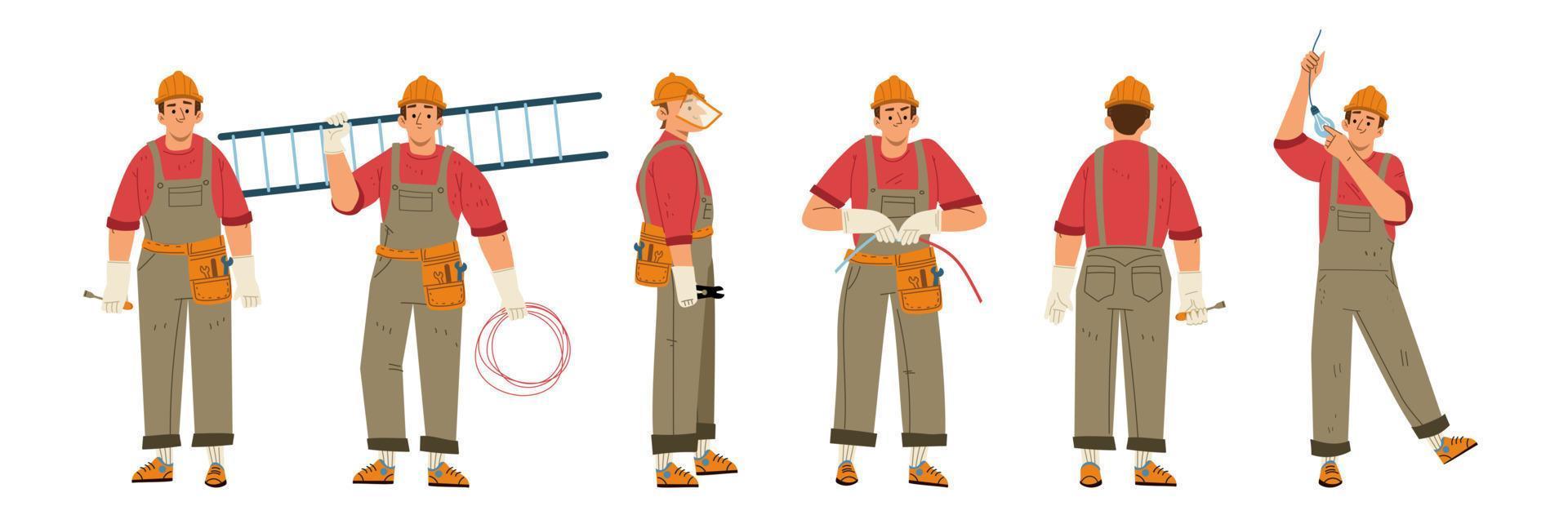 Electrician worker, repair technician, engineer vector