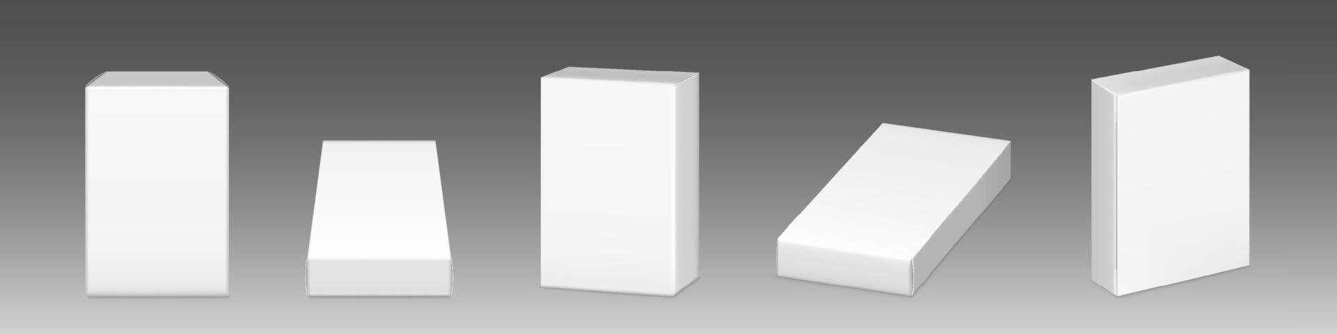 maqueta de cajas de cartón, conjunto de paquetes de paquetes blancos vector