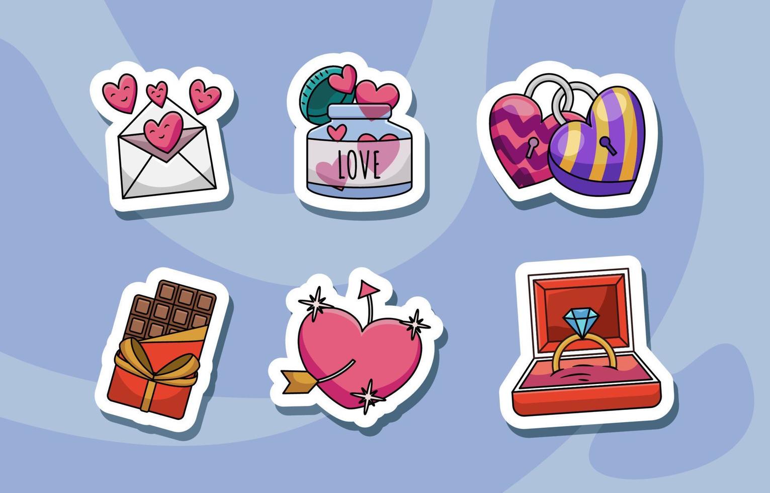 Valentine Journal Sticker Collection vector