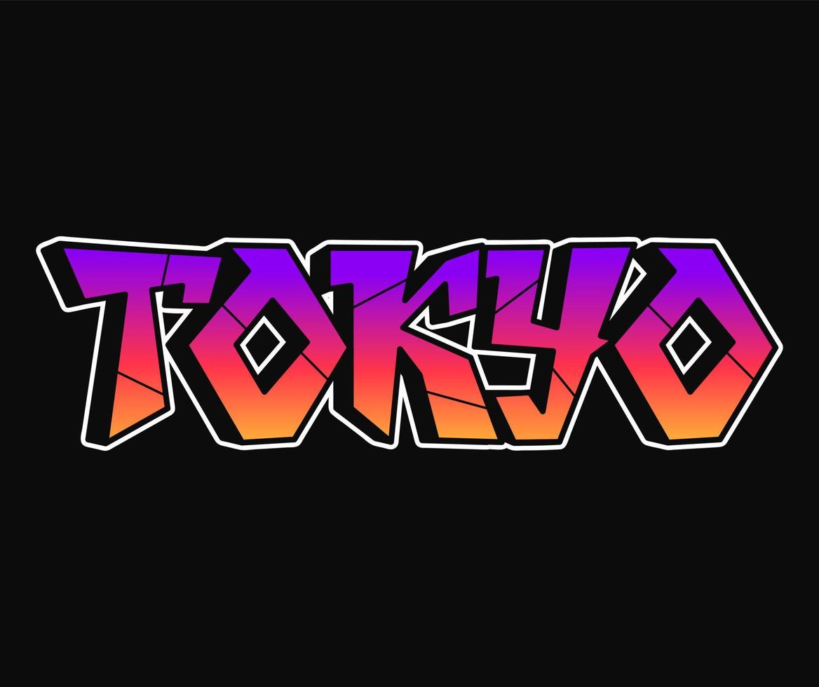 Tokyo word trippy psychedelic graffiti style letters.Vector hand drawn doodle cartoon logo Tokyo illustration. Funny cool trippy letters, fashion, graffiti style print for t-shirt, poster concept vector