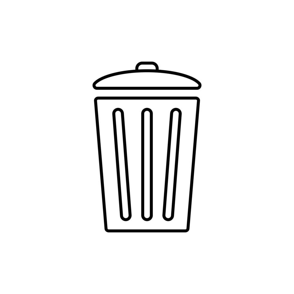 Trash can with lid icon. Container for dumping and storing household and food waste for further vector recycling