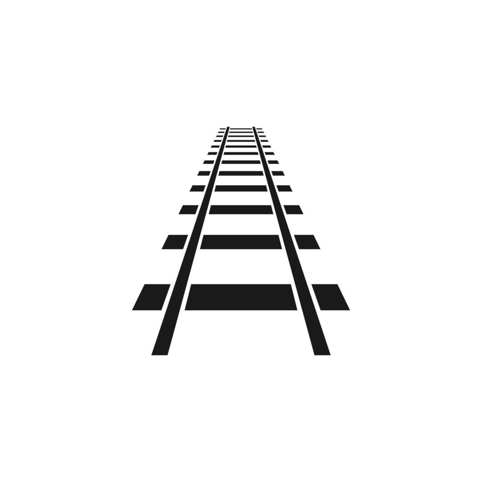 Direct railroad. Straight black path made of steel lines with speed traffic for travel by train and vector locomotive