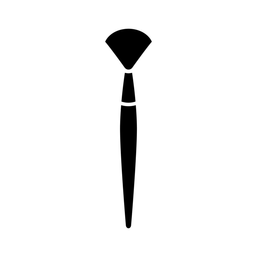 Black makeup brush icon. Tool for applying and removing glamorous cosmetics and blush. Face and eye vector skin care