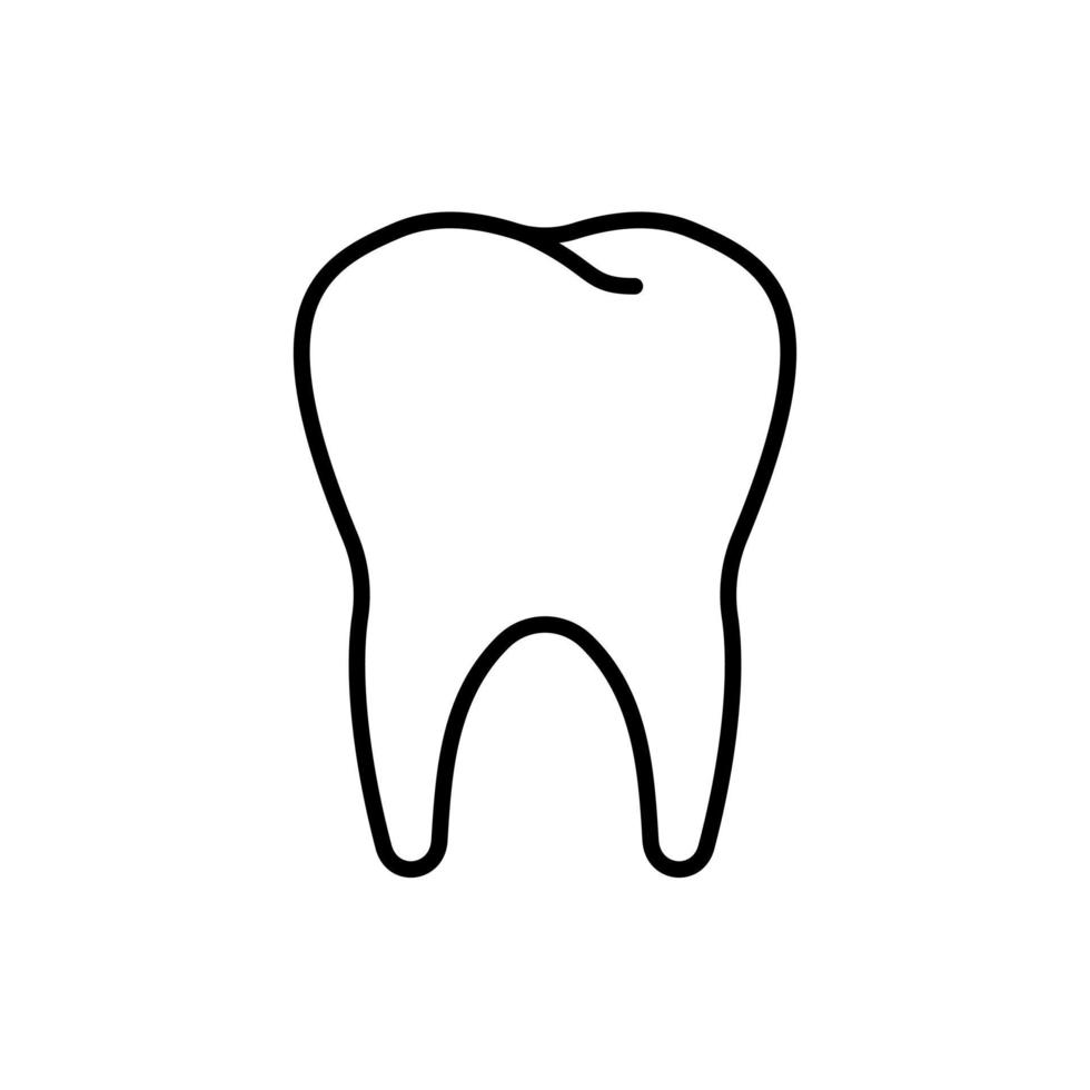 Outline tooth with root icon. Bone dental formation in mouth for healthy experience and food with dental procedures and vector care