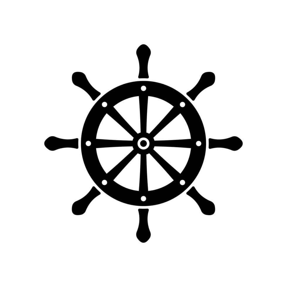 Ship helm icon. Nautical steering wheel to control cruise and sailing ship with navigation in retro vector design