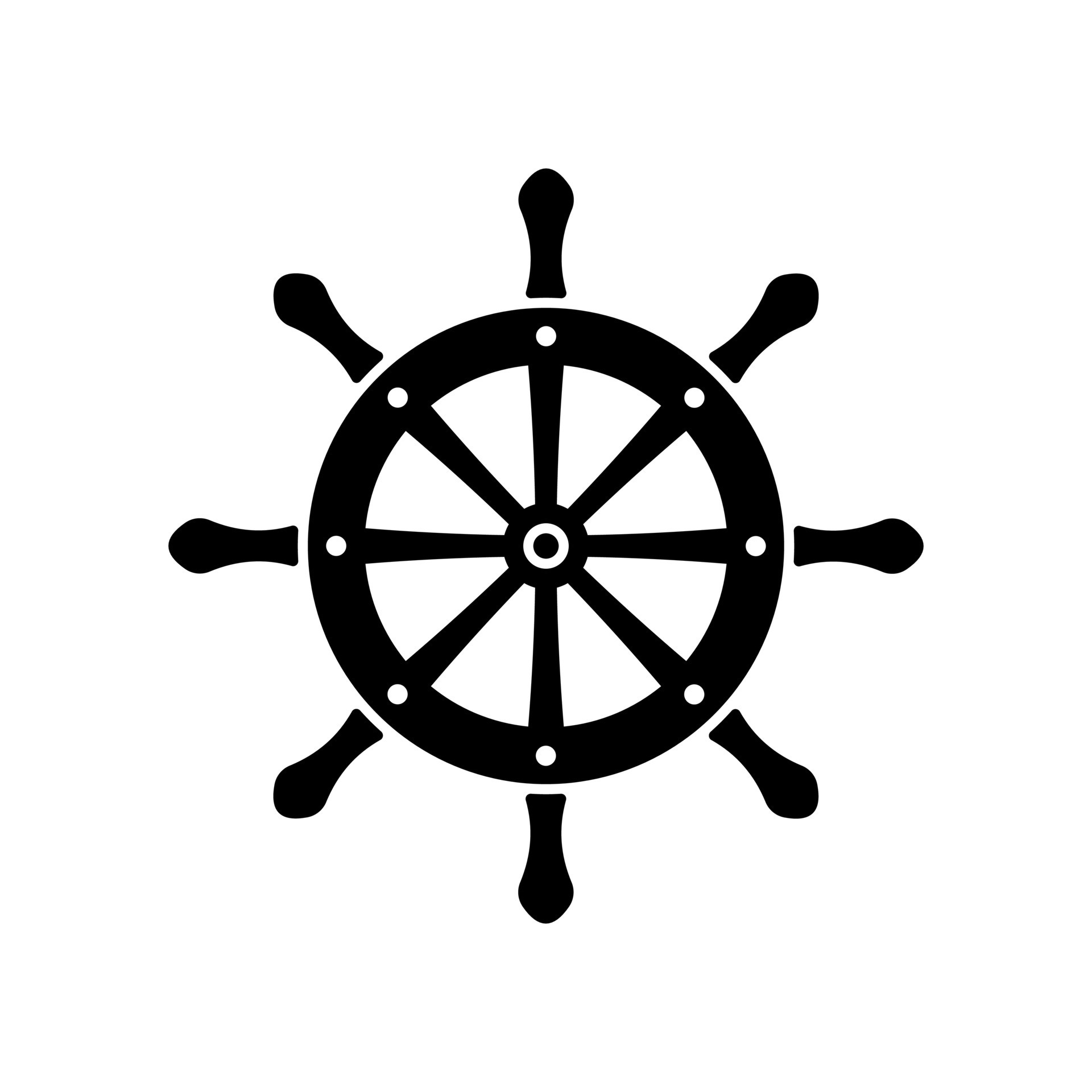Ship helm icon. Nautical steering wheel to control cruise and sailing