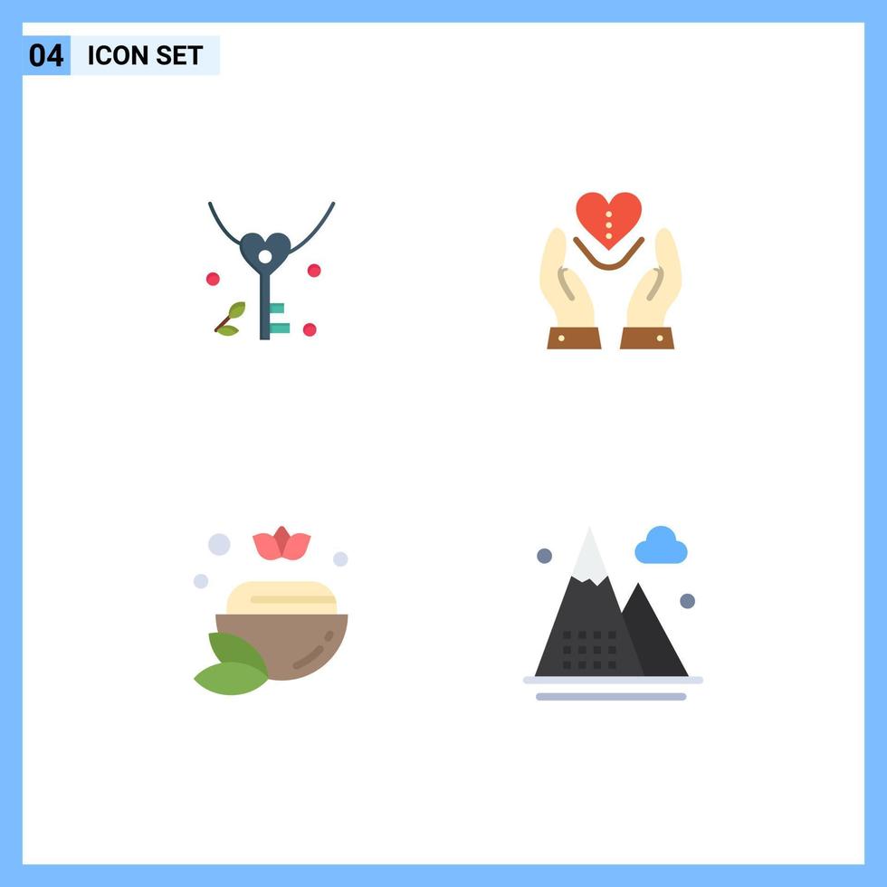 User Interface Pack of 4 Basic Flat Icons of key salt wedding feelings spa Editable Vector Design Elements