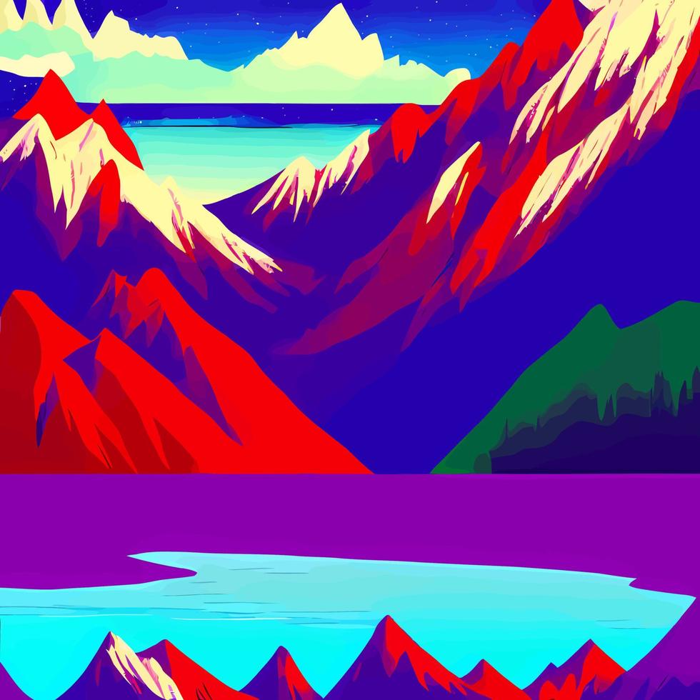 Majestic Pop Art Rocky Alpine Mountains vector