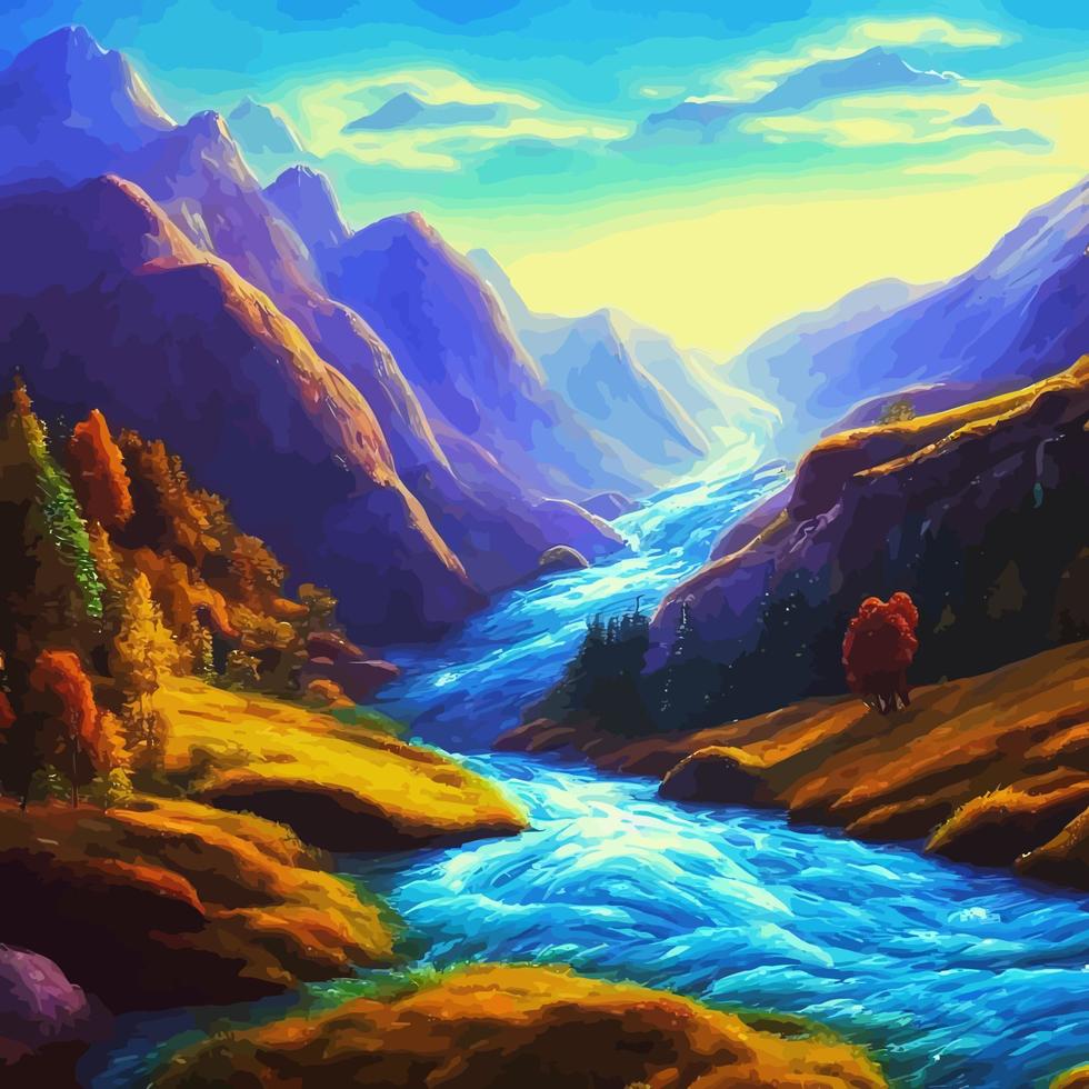 Majestic Rocky Mountain River Valley vector