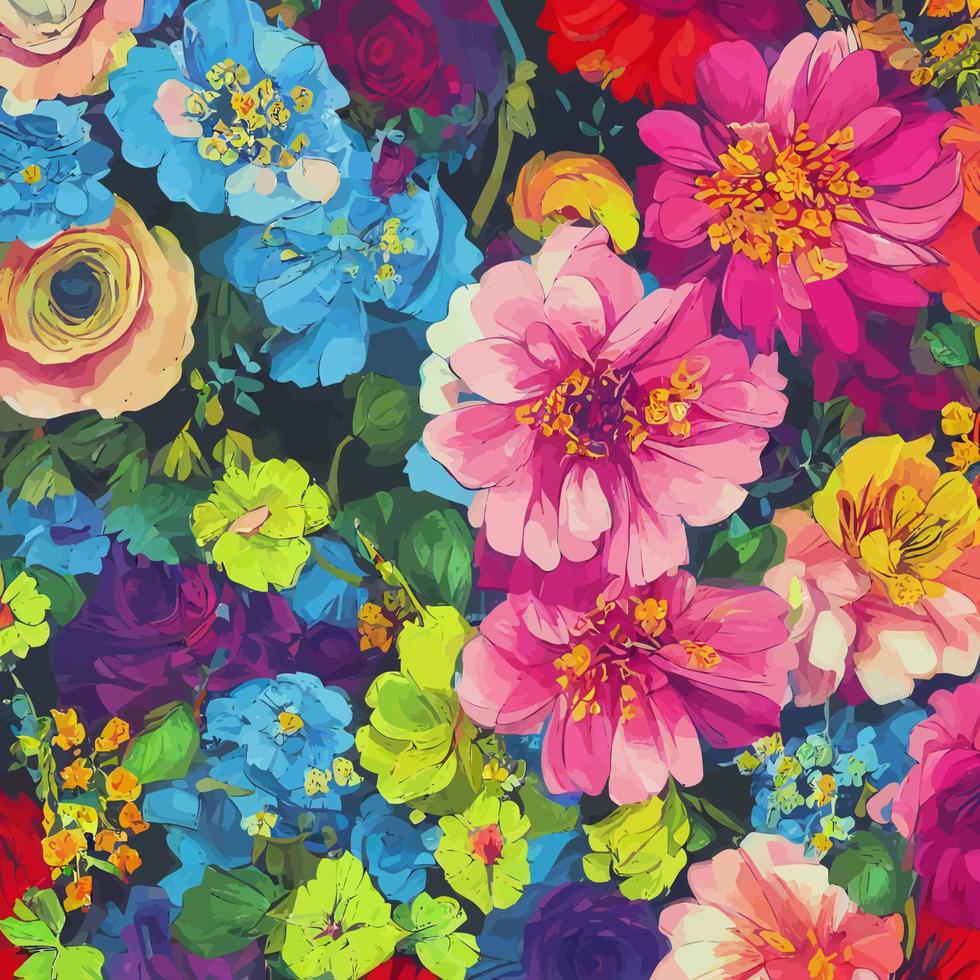 Rustic Traditional Colorful Country Flowers vector