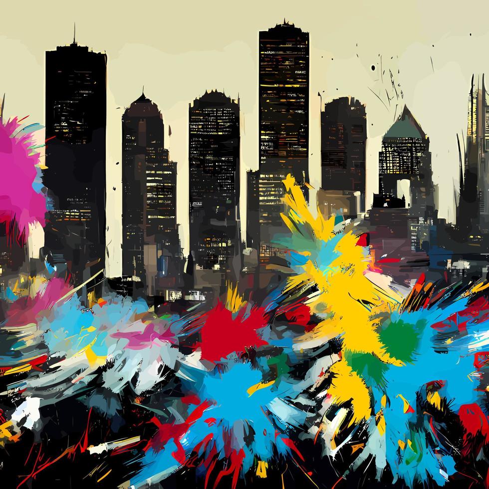 Urban Grunge Boston Skyscraper Skyline vector