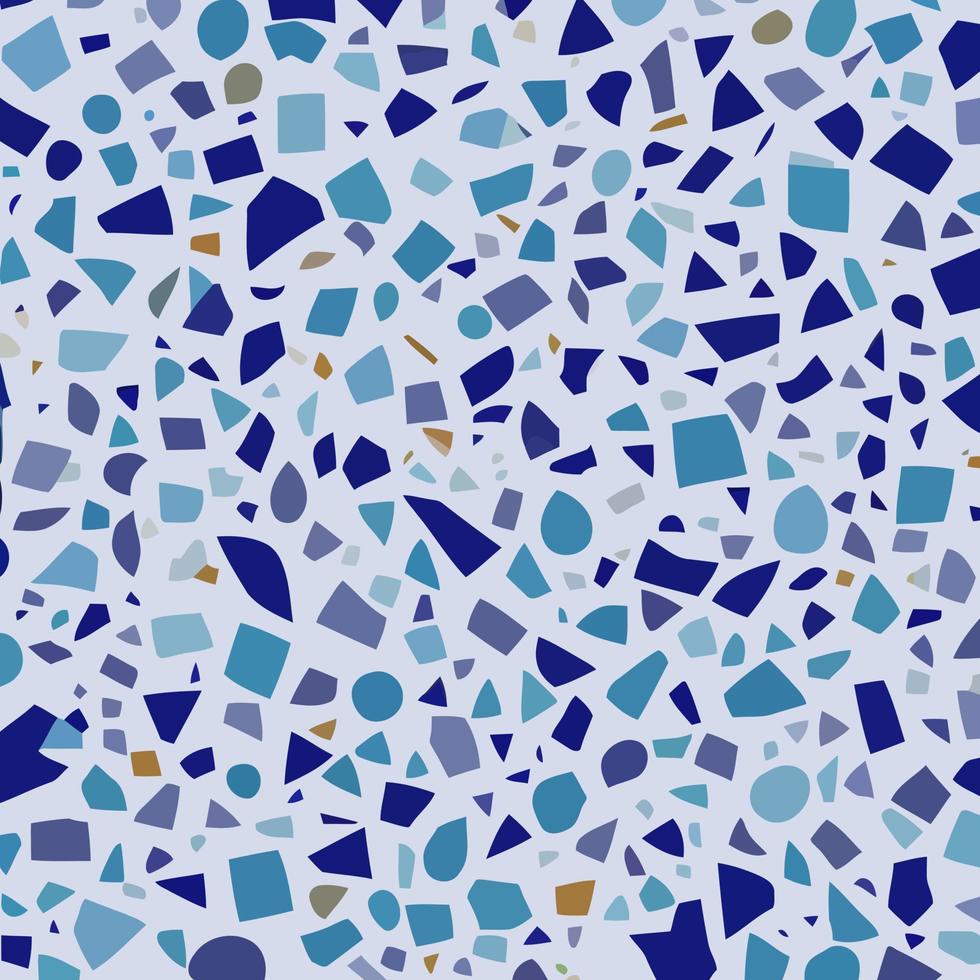 Blue Terrazzo Flat Mosaic Broken Rocks vector