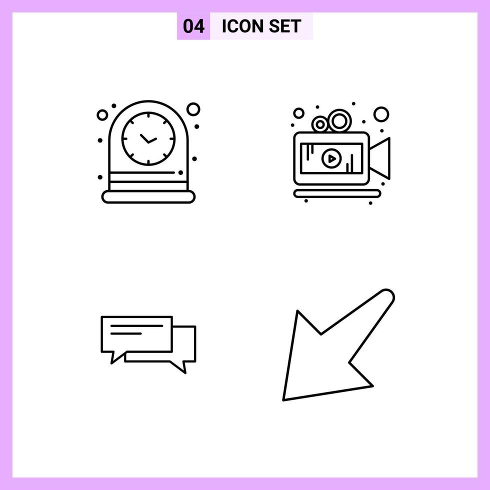 4 Icons in Line Style Outline Symbols on White Background Creative Vector Signs for Web mobile and Print