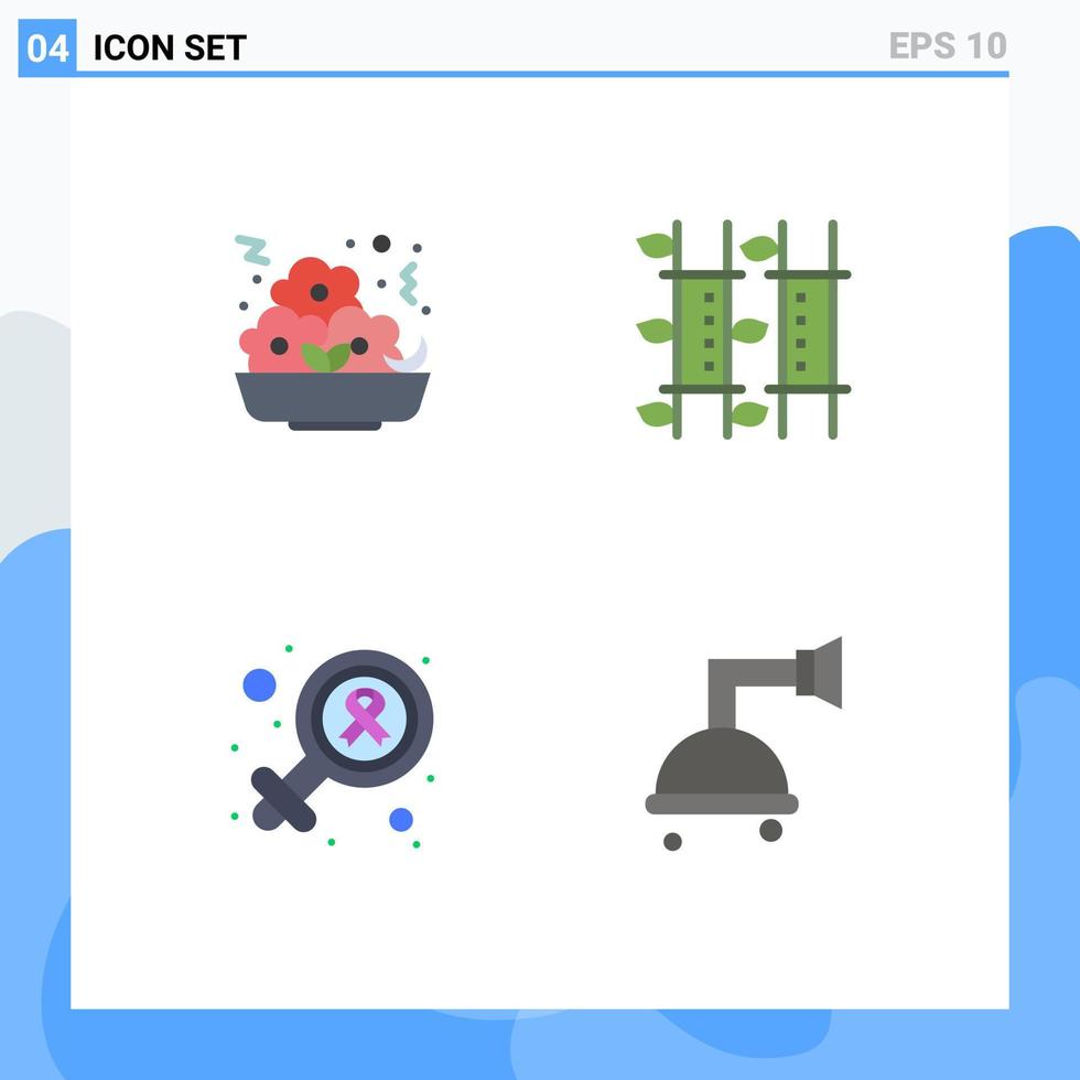 Set of 4 Commercial Flat Icons pack for fast female nugget relax sign Editable Vector Design Elements