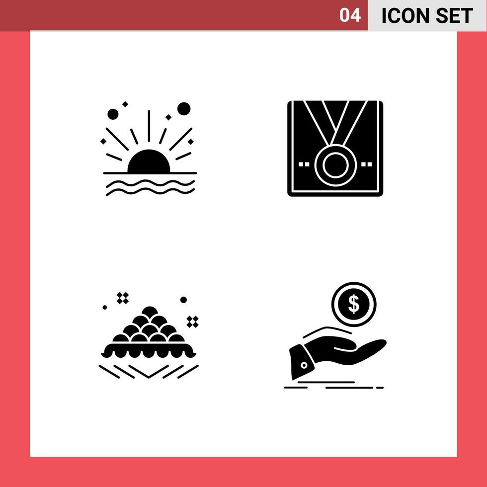 User Interface Pack of 4 Basic Solid Glyphs of ocean sweet beach star fast Editable Vector Design Elements