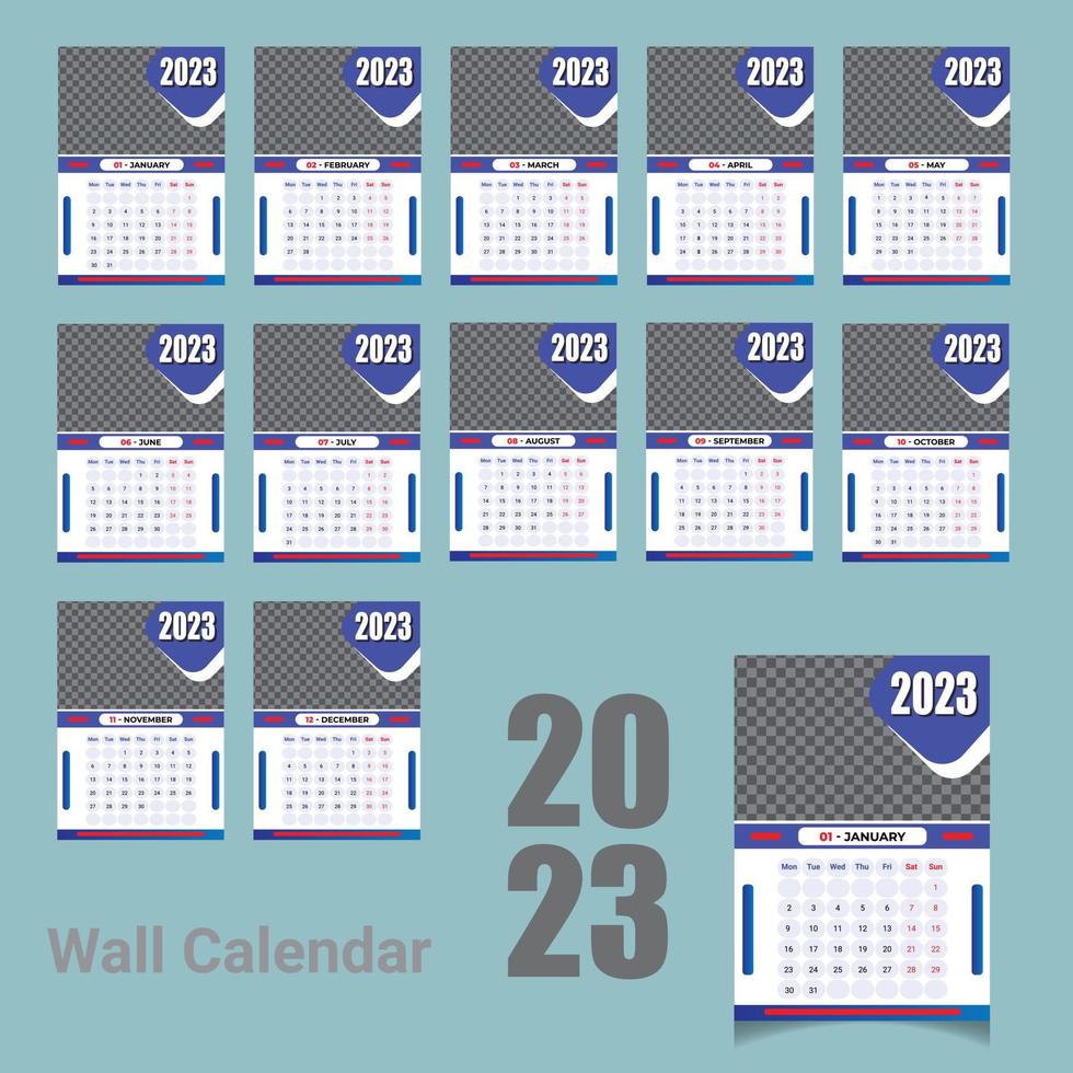 Creative unique office wall Calendar 2023 Design vector