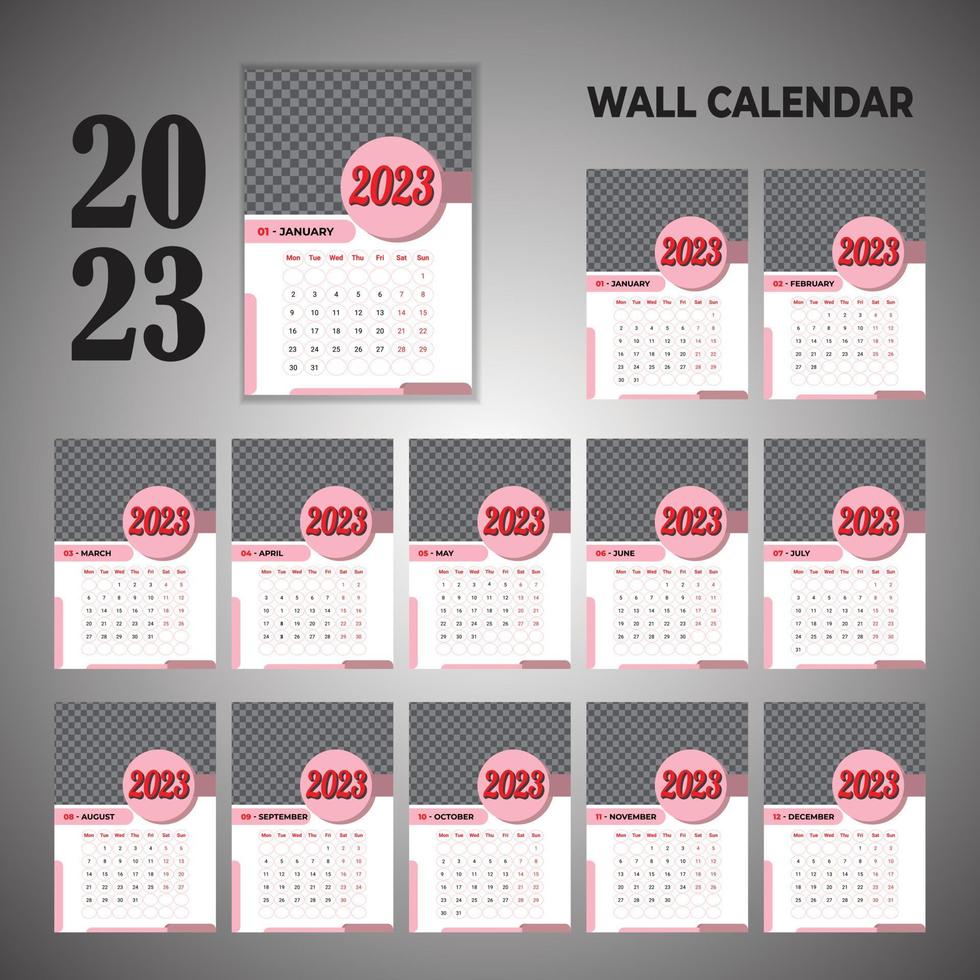 Creative unique office wall Calendar 2023 Design vector