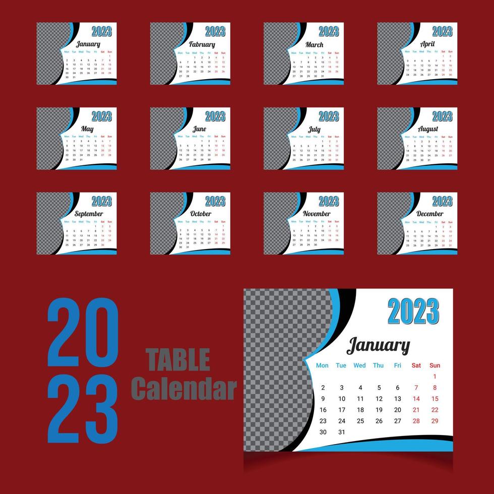Creative unique office Table Calendar 2023 Design vector