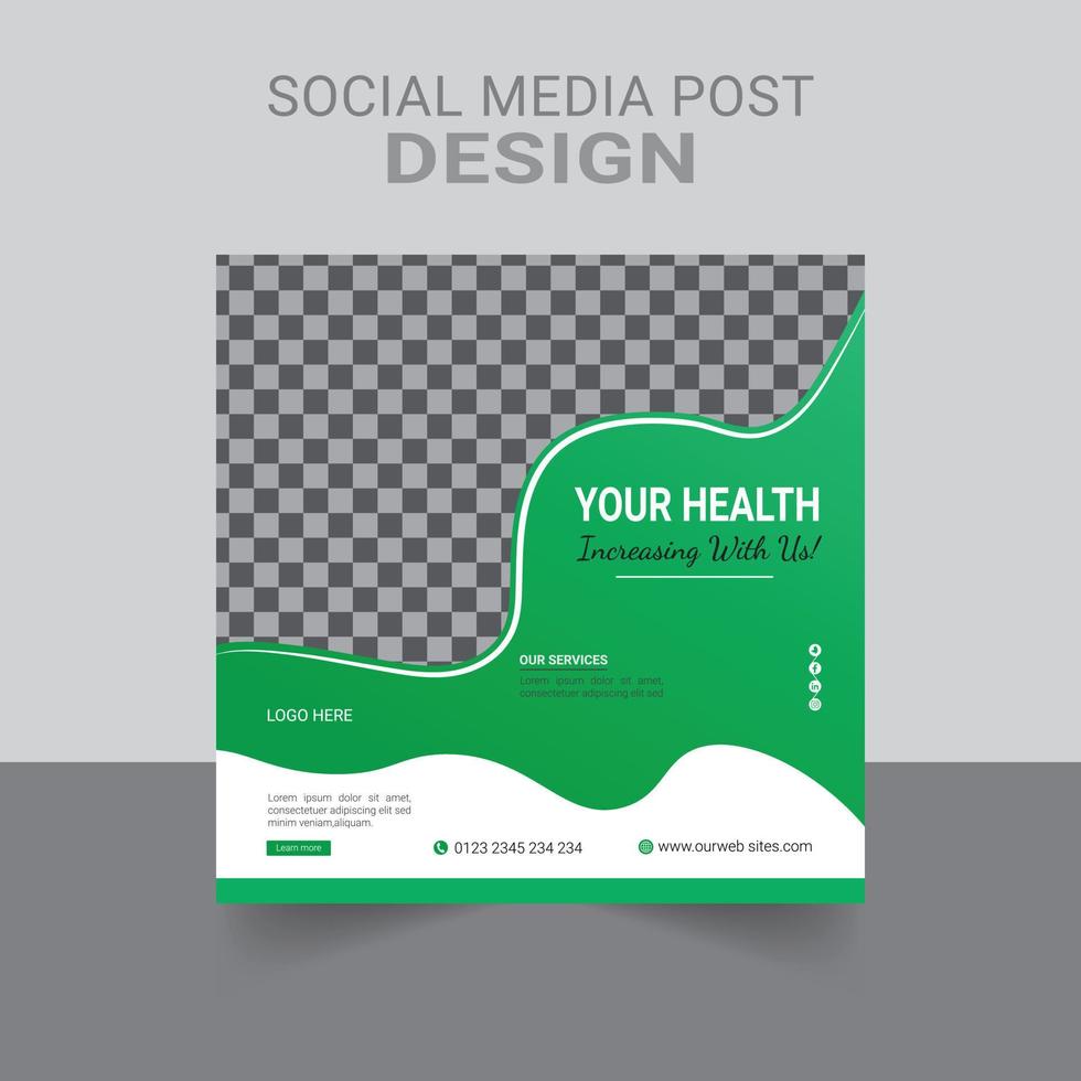 Social media medical post template vector