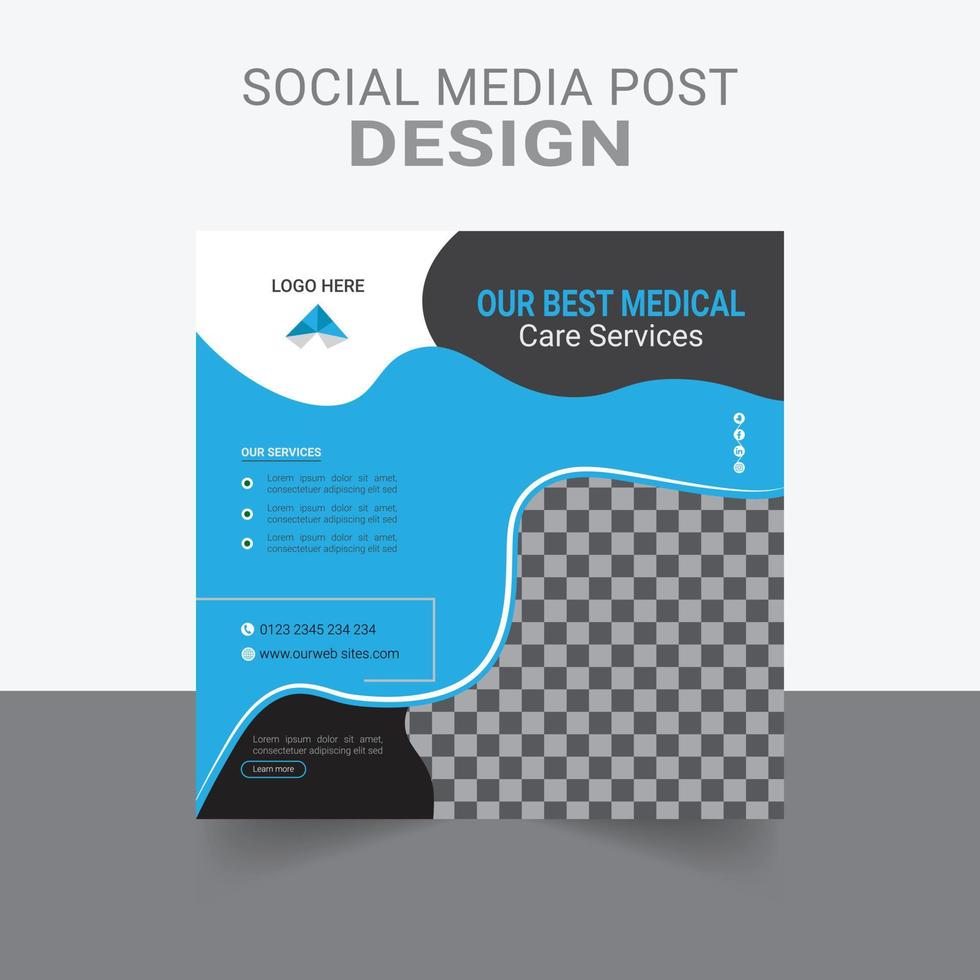 Social media medical post template vector