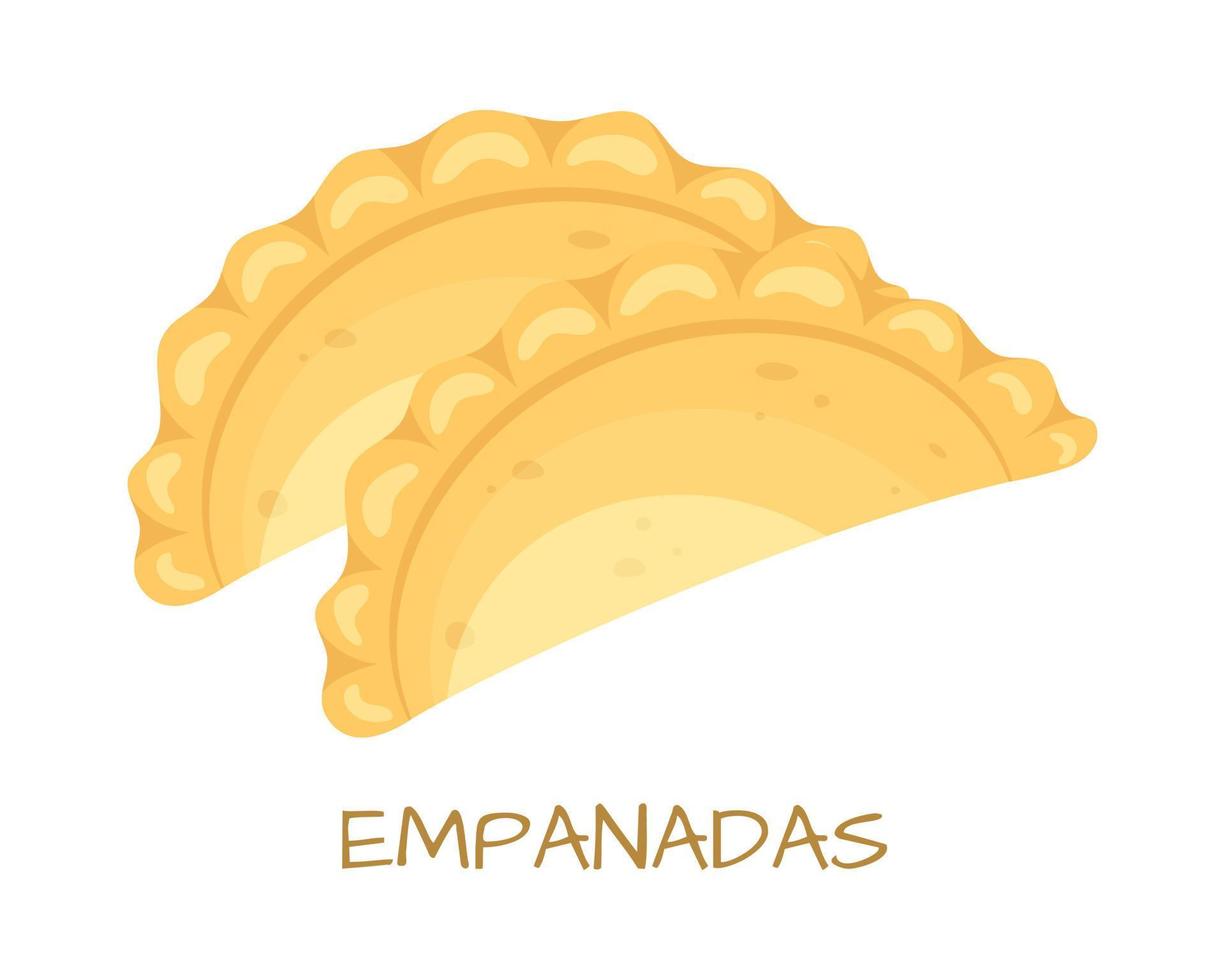 Empanadas fried pie. Latin American and Spanish fast food. Vector illustration