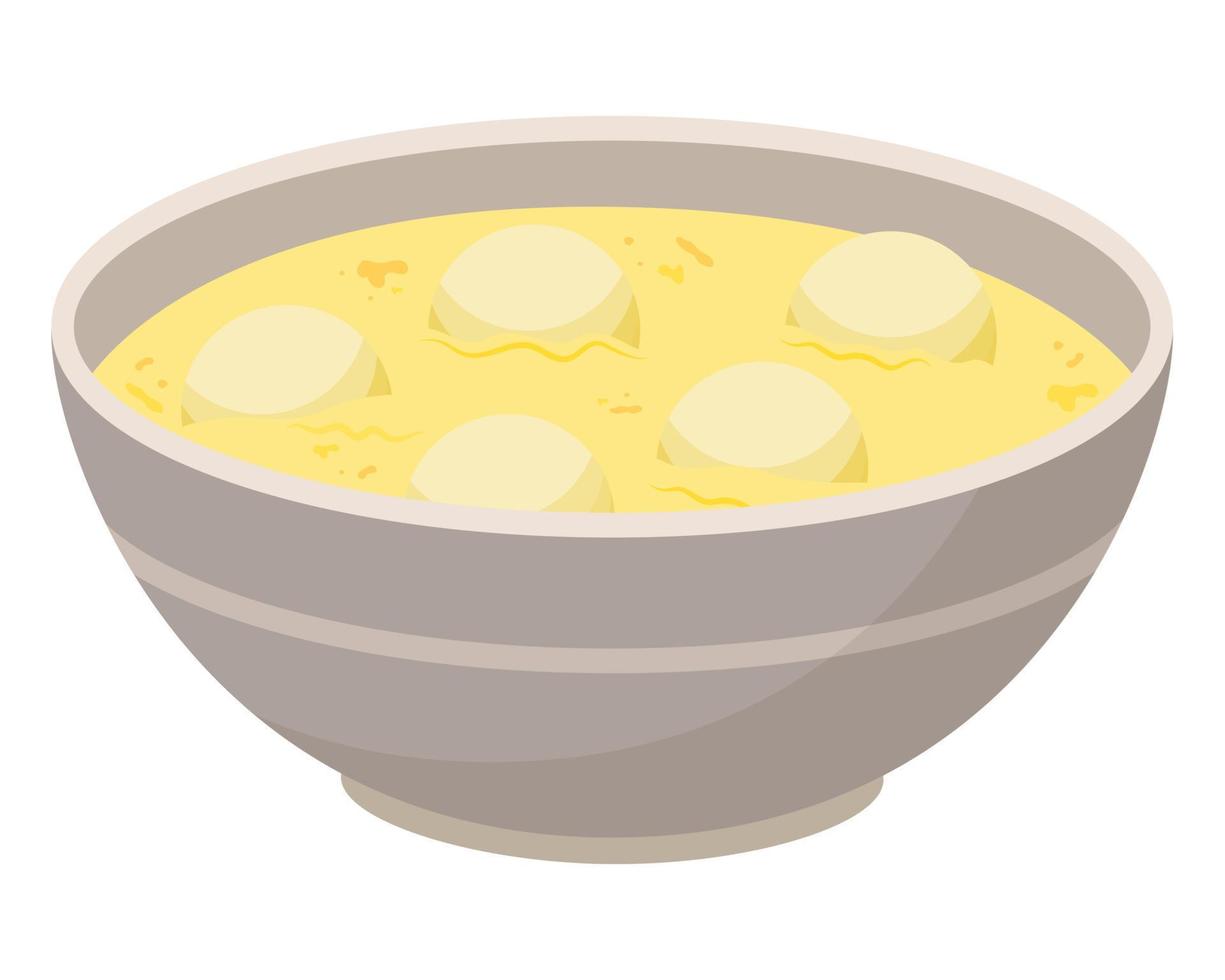 Fish balls with sauce in a bowl. Have personal food. Vector illustration.