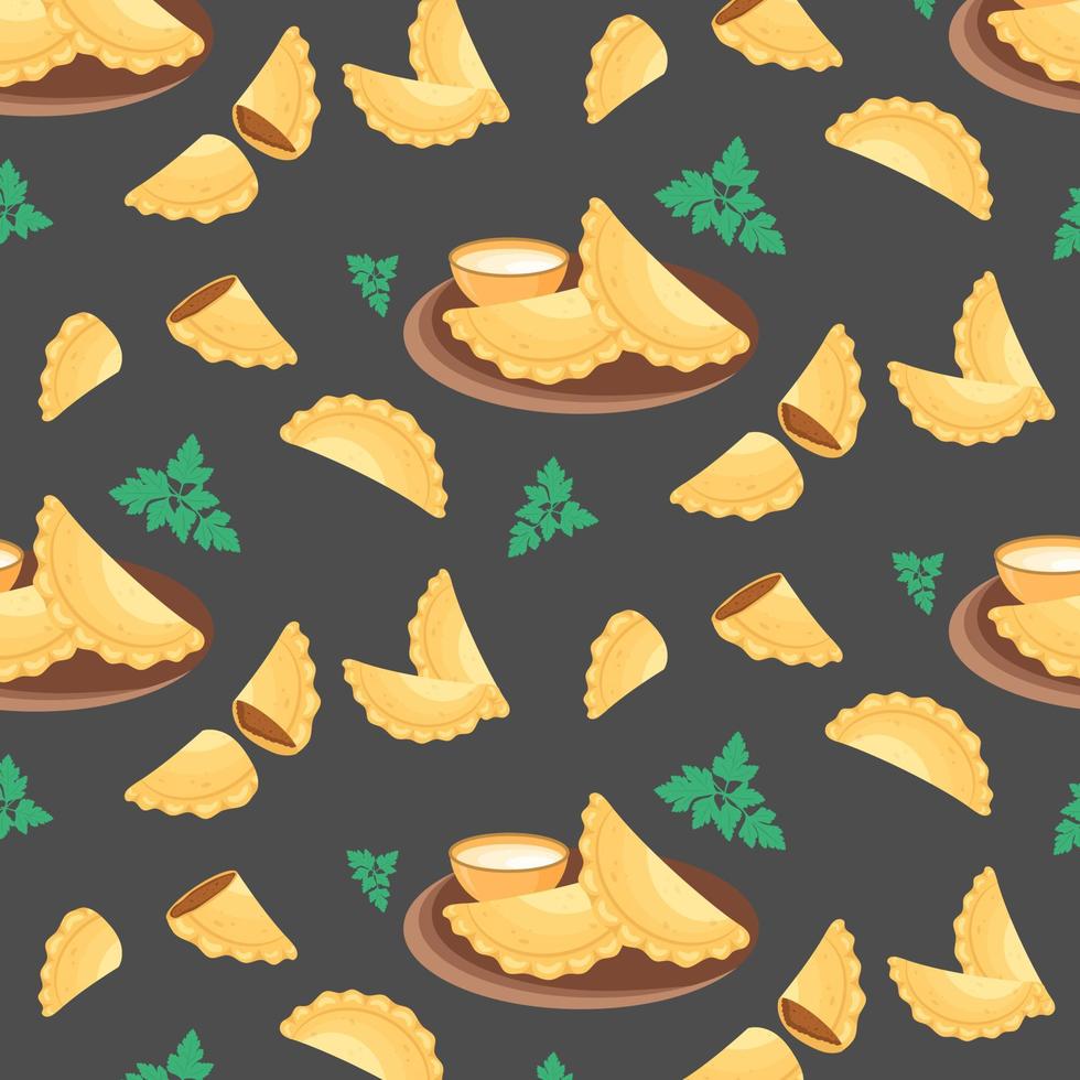 Empanada pattern. Latin American dish. vector illustration.