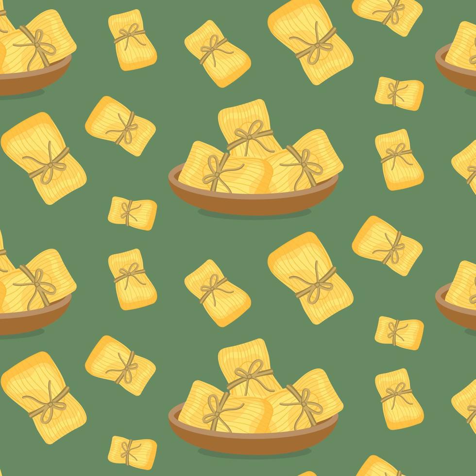 Tamales pattern is a traditional Latin American dish. Vector illustration.
